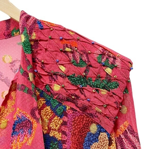 NWT Farm Rio Sunset Tapestry Floral Long Sleeve Boho Maxi Dress Warm Red Size XS - Picture 11 of 16